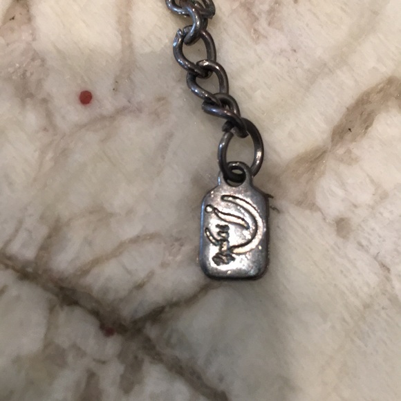 34" BRUSHED PEWTER LINK GLASS BEAD NECKLACE - Picture 4 of 4